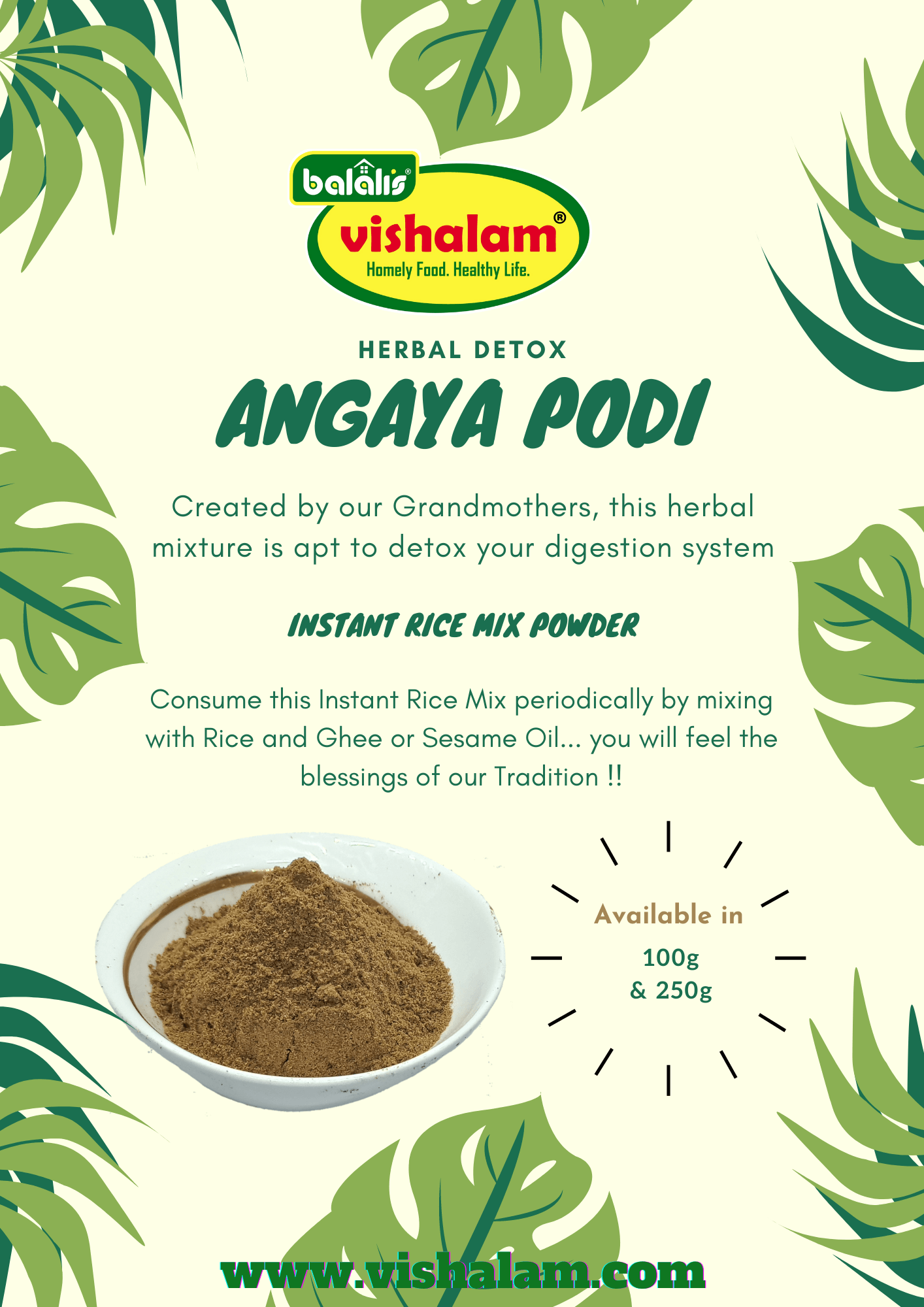 Angaya Podi (Herbal Rice Mix) - Balali's Vishalam